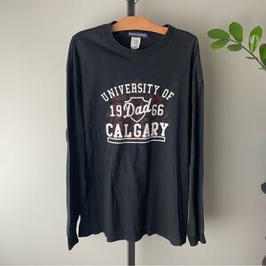 Vintage University of Calgary Long Sleeve Tshirt Tee Black Mens Size XL